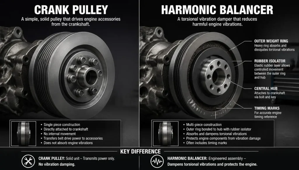 Crank Pulley vs Harmonic Balancer