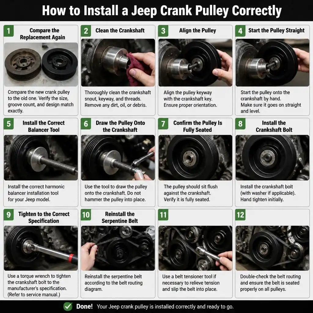 How to Install a Jeep Crank Pulley Correctly
