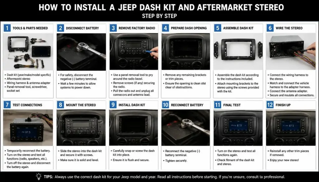 How to Install a Jeep Dash Kit and Aftermarket Stereo Step by Step