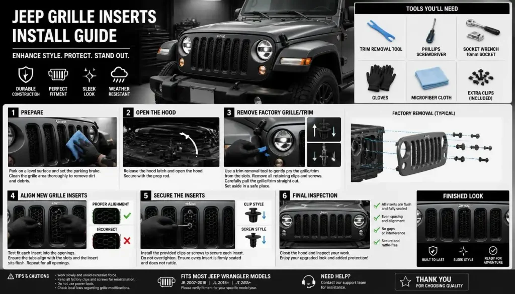Jeep Grill Inserts Install Guide Step-by-Step Instructions